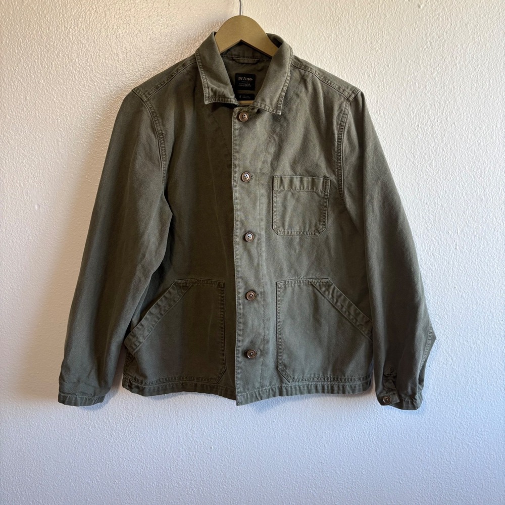 Prana Size Medium Olive Green Organic Cotton Button Up Jacket Granola Barn